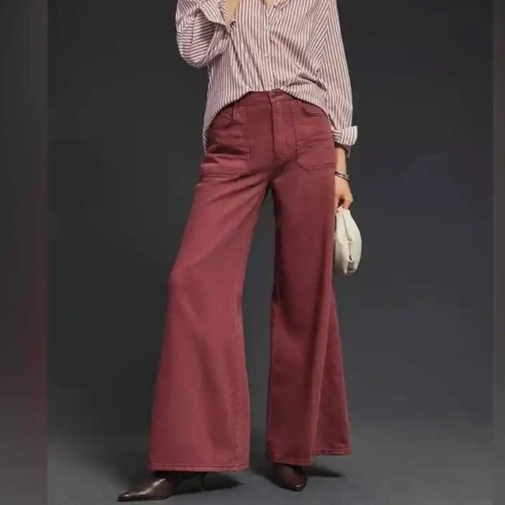 Pilcro and the Letterpress Wide-Leg Pants in Dusty Rose